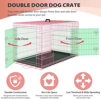 BestPet | Dog Crate | 24" | Pink | Foldable Metal Kennel - Image 3