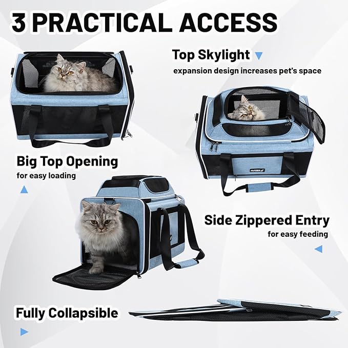 Cat Carrier Top-Expandable 18x11x11, United Delta American Airline Approved Dog - Image 4