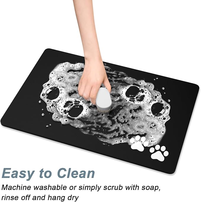 Rnivvi Dog Food Mat, Cute Anti-Slip Rubber Pet Feeding Rug Protect Floors - Image 5