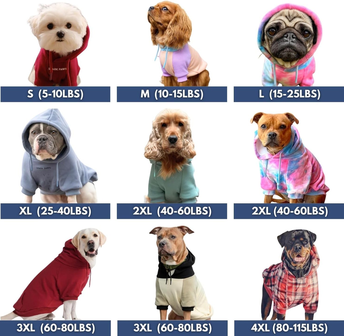 Spark Paws Dog Hoodie – Premium Dog Sweater for Small, Medium, and Large Dogs | Warm Outfits for French Bulldogs, Pitbull, Puppy, Winter Jacket Alternative - Alpine - 3XL