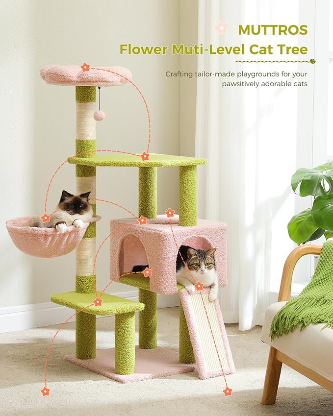 MUTTROS Flower Cat Tree 47.2" Multi-Level Cat Tower - Image 6