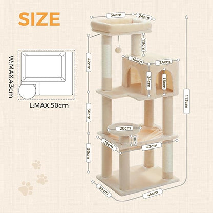 MUTTROS Cat Tree for Indoor Cats, 44.5" Multi-Level Cat Tower - Image 7