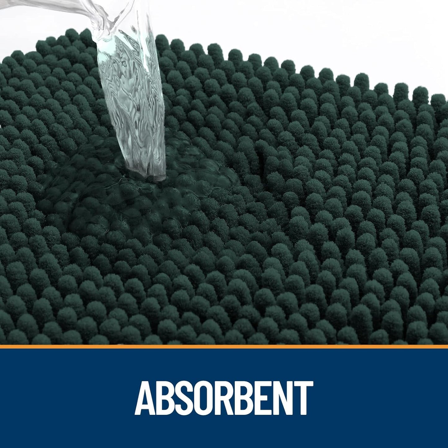OLANLY Door Mat for Muddy Dog Paws 30x20, Absorbent Chenille Mud Doormat with Paw Print Design, Non-Slip Washable Doormat for Indoor Entryway, Quick-Dry Pet Bed Mats for Dirty Dogs, Blackish Green