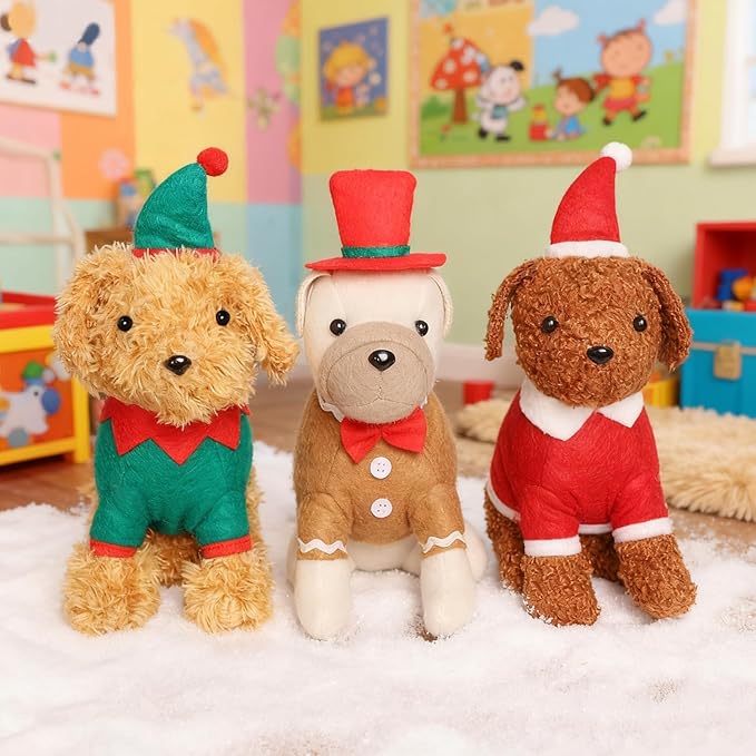FORUP Christmas Dog Stuffed Animals, Fireplace & Party Decoration, Festive Gift by FORUP+LLC