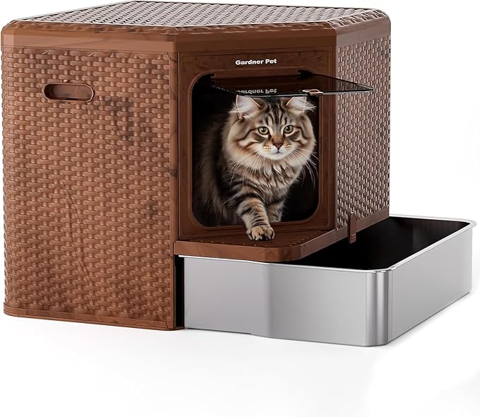 Gradner Pet Cat Litter Tray, Odour-Resistant Enclosed Cat Litter Box by GardnerPet