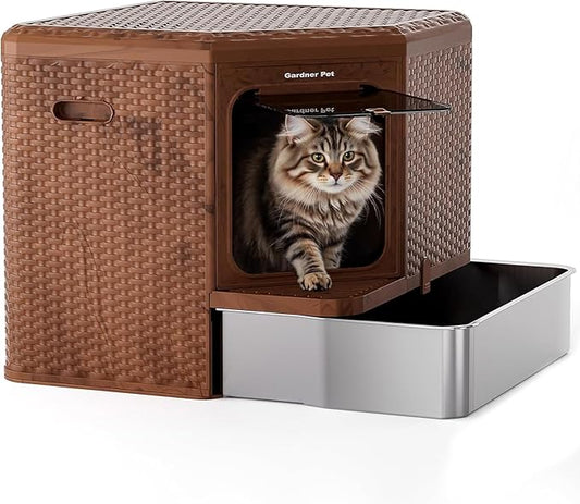 Gradner Pet Cat Litter Tray, Odour-Resistant Enclosed Cat Litter Box by GardnerPet