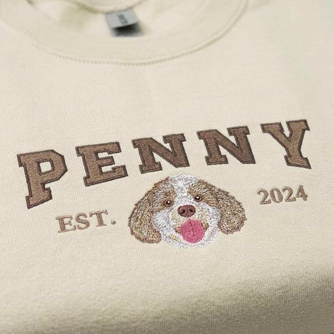 Custom Embroidered Sweatshirt Dog From Real Photo - Image 6