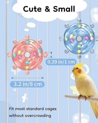 Pawfly 2 Pcs Bird Toys for Parakeets, Spinning Wheel Chew Toys, Interactive - Image 2