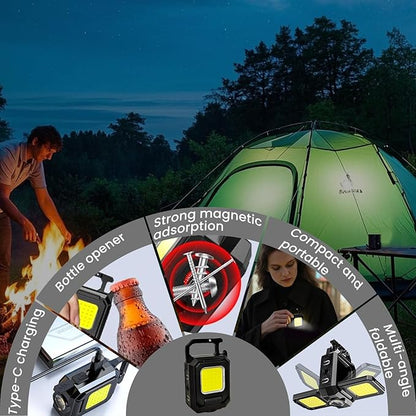 MAKDAK 4PC Cob Keychain Work Light EDC Rechargeable Foldable Keychain Flashlight - Image 9