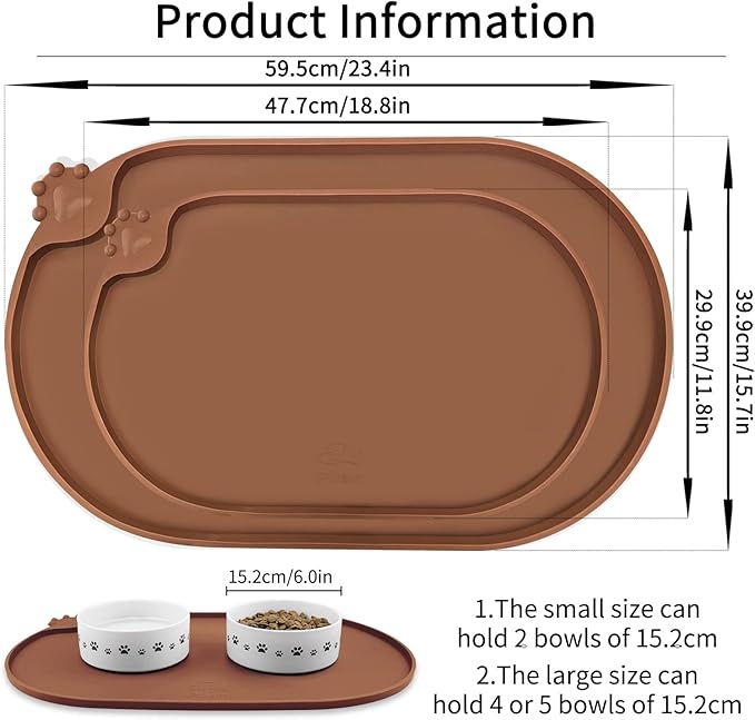 KPWACD Pet Placemat for Dog and Cat, Waterproof Silicone Dogs Feeding Bowl Mat - Image 2