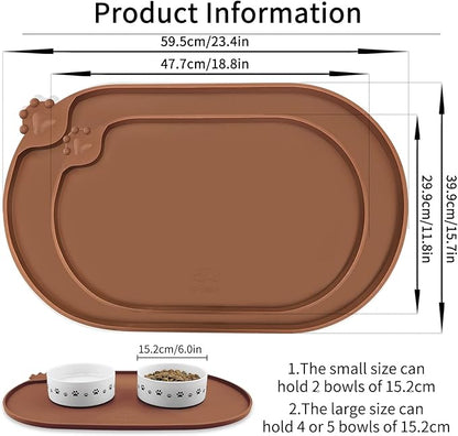 KPWACD Pet Placemat for Dog and Cat, Waterproof Silicone Dogs Feeding Bowl Mat - Image 2