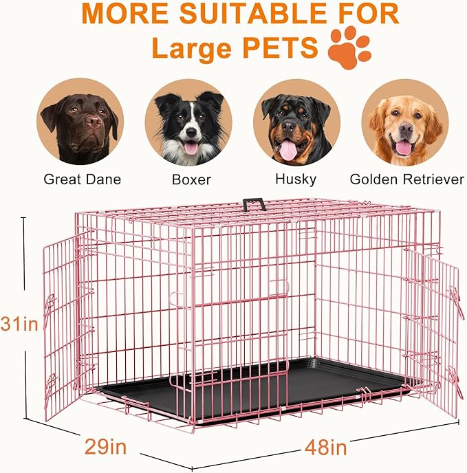 FDW XL Dog Crate 48inch Dog Cage Foldable Metal Kennel - Image 7