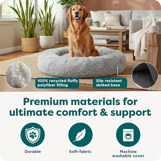 Furhaven 45" Round Calming Donut Dog Bed - Image 5