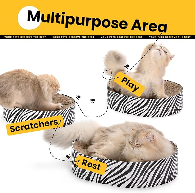 Conlun Oval Cat Scratcher Bed, 2-in-1 Cat Scratching Board, Natural Corrugated - Image 2