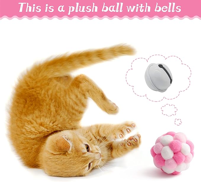 MALLMALL6 10Pcs Cat Toy Set Interactive Cat Toys Pack Including Feather Teaser - Image 3