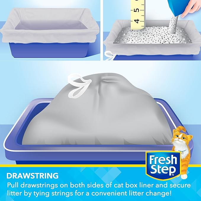 Fresh Step Jumbo Drawstring Cat Litter Box Liners X-Large Oval Rectangle Pans - Image 3