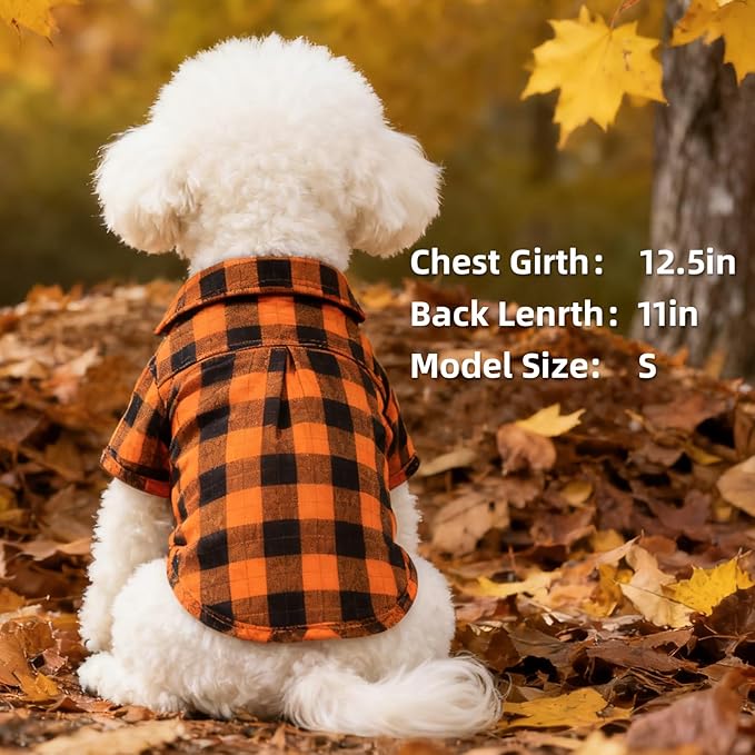 PUPTECK Plaid Fall Dog Shirt, Cute Puppy Cat Polo T-Shirt, Soft Pet Clothes Boy - Image 6