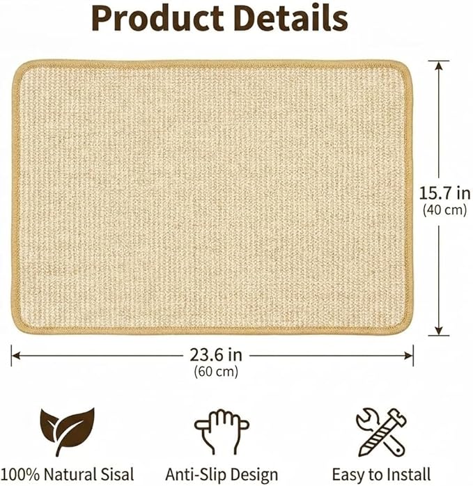 2Pack pingping-go Cat Scratcher Mat, 23.6 X 15.7 Inch, Natural Sisal Cat - Image 6