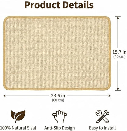Cat Scratcher Mat, 23.6 X 15.7 Inch, Natural Sisal Cat Scratching Mat - Image 6