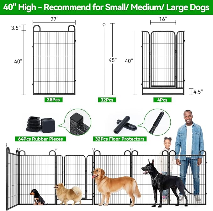 Dog Playpen Outdoor 32 Piece Panels Heavy Duty Dog Fence 40" Height Anti-Rust - Image 4