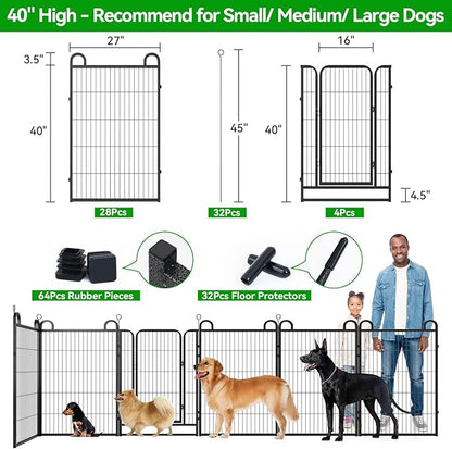 Dog Playpen Outdoor 32 Piece Panels Heavy Duty Dog Fence 40" Height Anti-Rust - Image 4