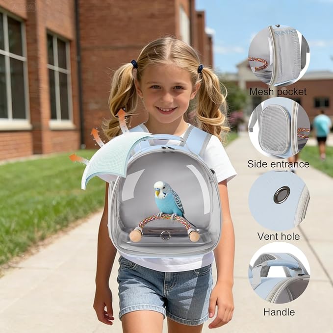 Small Bird Travel Backpack Carrier Cage, Backpack to Transport Backpack Carrier - Image 3