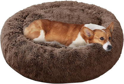 JOLLYVOGUE Dog Bed, Calming Anti-Anxiety Large Dog Bed, Fluffy Donut Cushion by JOLLYVOGUE