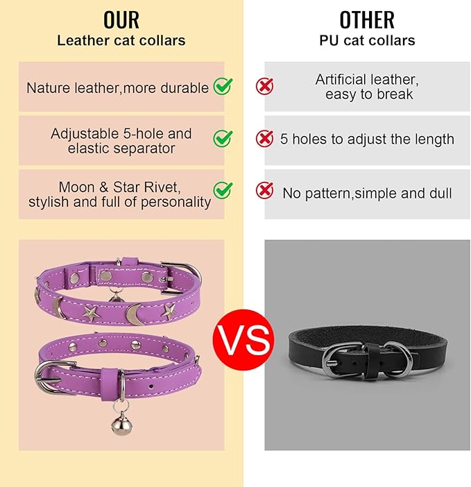 CHUKCHI Leather Cat Collars for Boy Girl Cats - Image 5