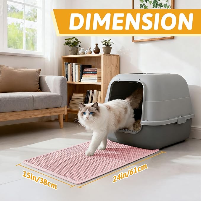 Pieviev Cat Litter Mat Double Layer Waterproof Urine Proof Trapping Mat 1 Pack) - Image 2