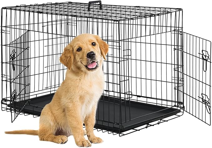 BestPet | Dog Crate | 24" | Black | Foldable Metal Kennel by BestPet
