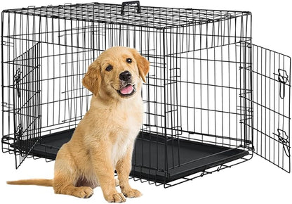 BestPet | Dog Crate | 24" | Black | Foldable Metal Kennel by BestPet