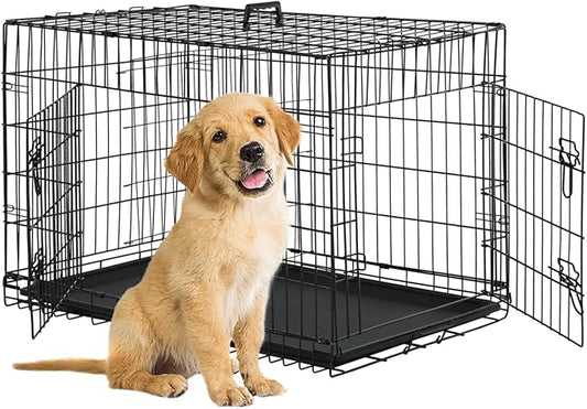 BestPet | Dog Crate | 24" | Black | Foldable Metal Kennel by BestPet