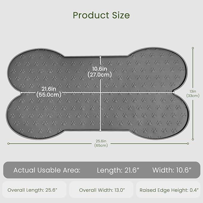 PWTAA Dog Food Mat Anti-Slip Silicone Dog Bowl Mat Thicker Pet Placemat - Image 2