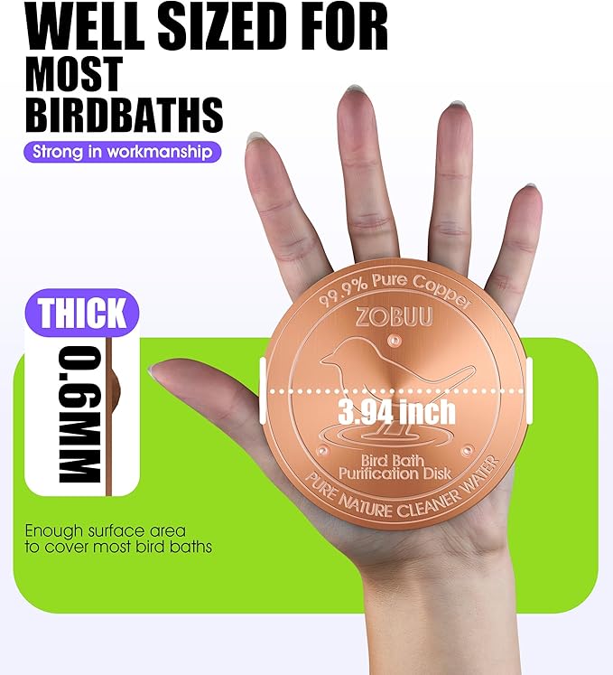 2 Pack Bird Bath Copper Disk, 0.6mm Thickness 99.9% Pure Copper Bird Bath - Image 2