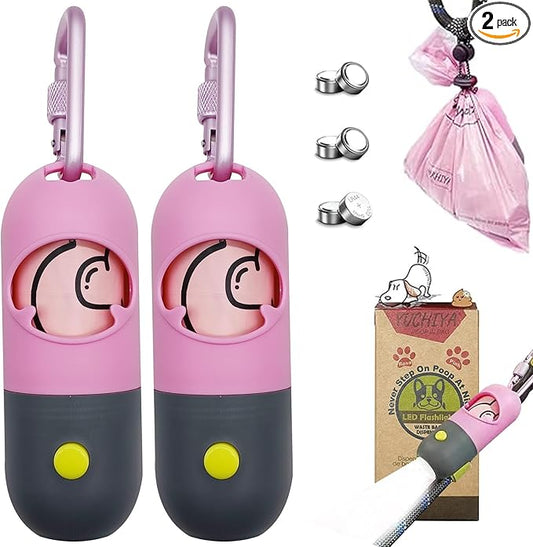 Dog Poop Bags Holder with LED Flashlight|Pet Waste Bags Dispenser by YUCHIYA