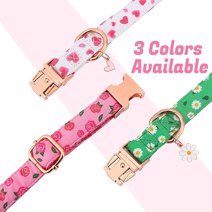 3 Pack Floral Dog Collars for Medium Dogs Pink Dog Collar - Image 4