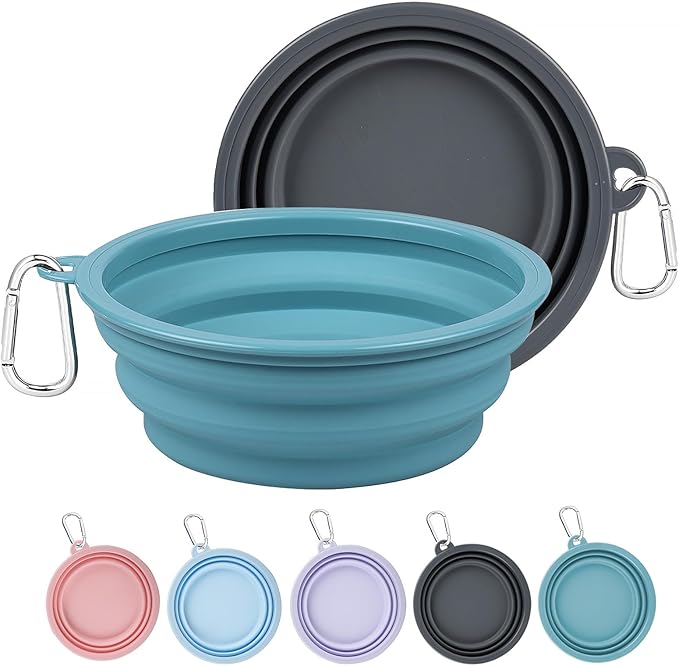 Kytely 2 Pack Collapsible Dog Bowls - 1000ml Portable Pet Food & Water Bowls by Kytely