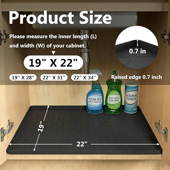 Mateeylife Under Sink Mats for Kitchen Waterproof 22"X19", Undersink - Image 3