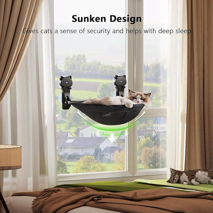 JUNSPOW Cat Window Perch Cordless, Foldable & Stable Cat Beds- Breathable Cat - Image 3