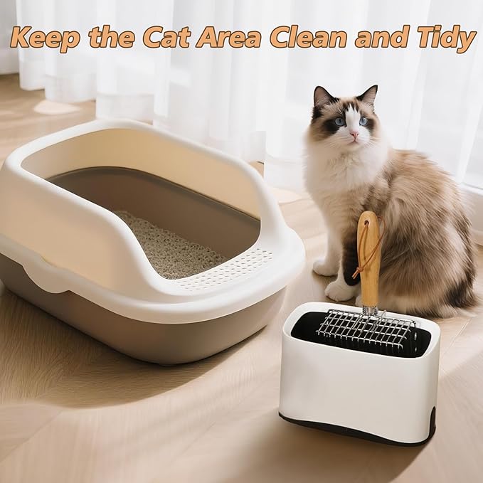 Metal Cat Litter Scoop with Holder, Poop Scooper with Stand&2 Rolls of Garbage - Image 5