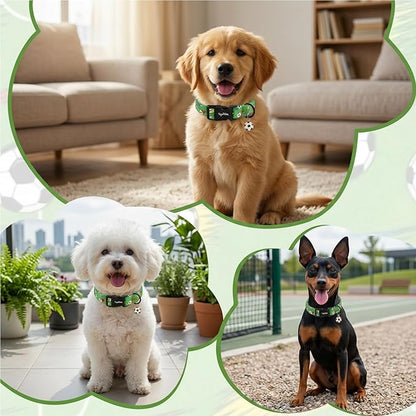 Soccer Dog Collar, Cute Green Puppy Collars - Image 6