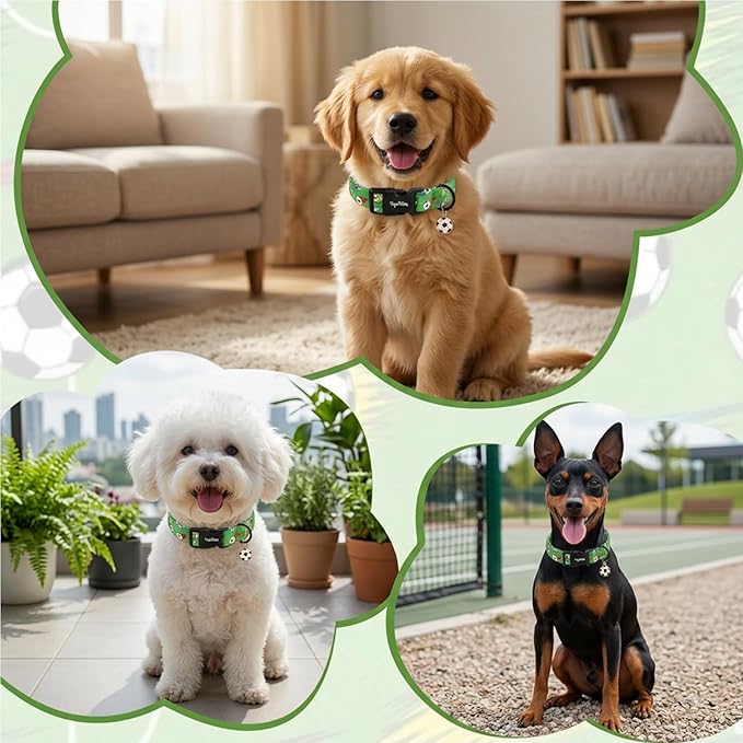 Soccer Dog Collar, Cute Green Puppy Collars - Image 6
