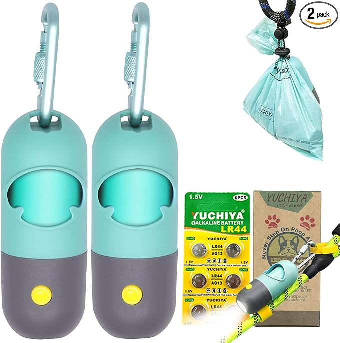 Dog Poop Bags Holder with LED Flashlight|Pet Waste Bags Dispenser by YUCHIYA