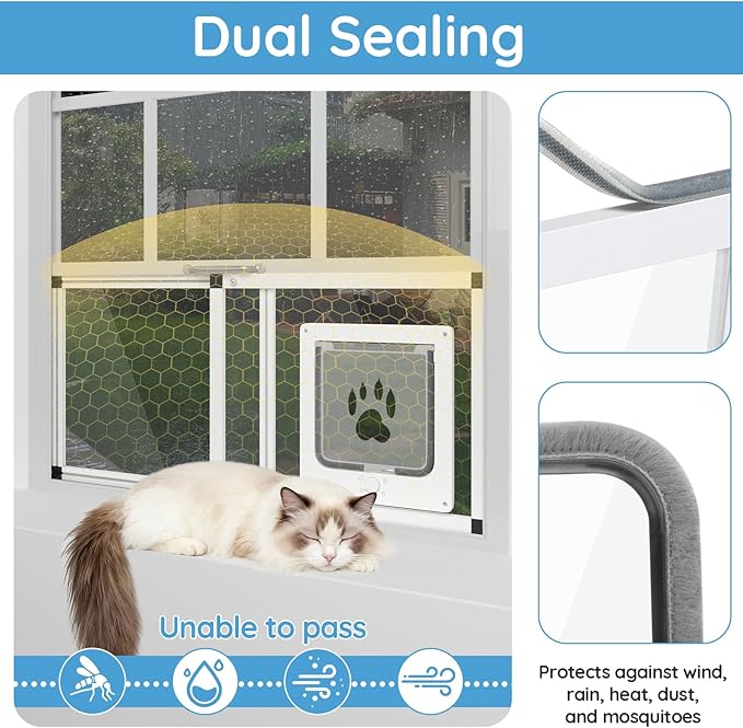 Sliding Cat Door for Window, Fits 28.5"-32" Width Window, 1-Min Install | - Image 6