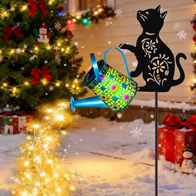 Black Cat Solar Watering Can Lights, Birthday Gifts - Image 4