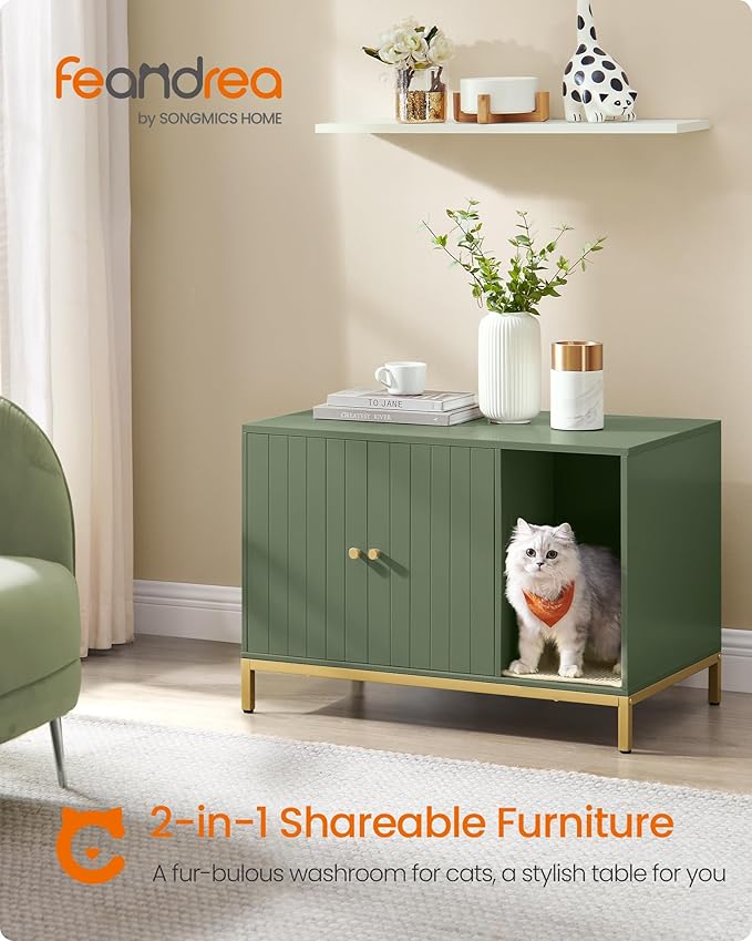 Feandrea Cat Litter Box Enclosure, Hidden Litter Box Furniture - Image 2