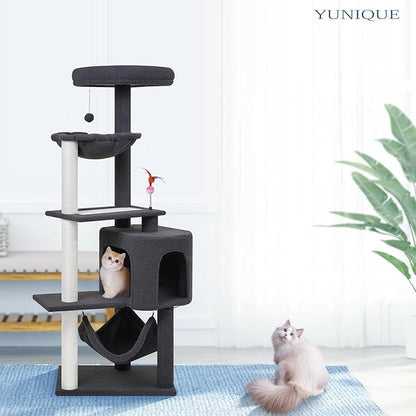 YUNIQUE Cat Tree with Cat Condo Scratch Posts Scratch Tablet and Big Hammock - Image 4