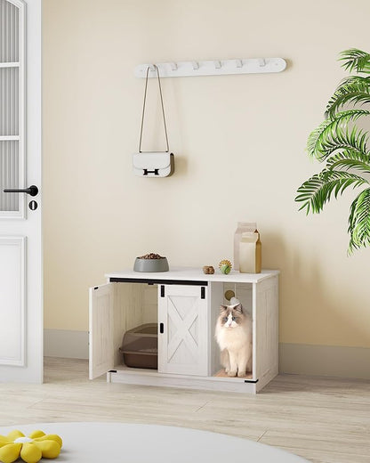 Hzuaneri Cat Litter Box Enclosure, Hidden Litter Box Cabinet Furniture - Image 9