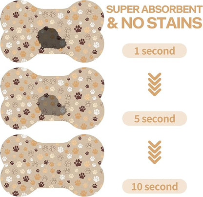 Pet Dog Cat Food Mat, Absorbent Bone Shaped Dog Bowl Mats - Image 4