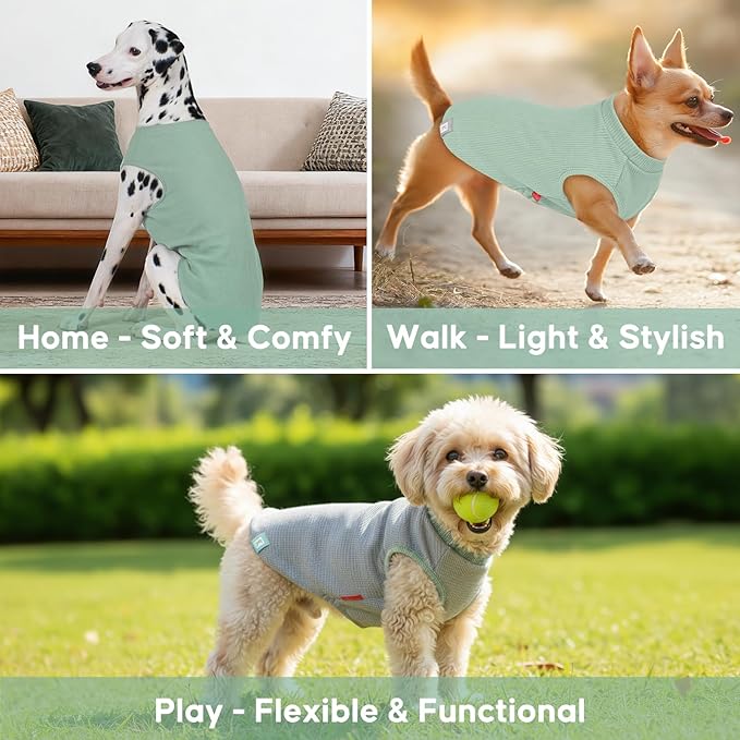 KYEESE 2Pack Dog Shirts Waffle Stretchy T-Shirts Lightweight Tank Top - Image 6